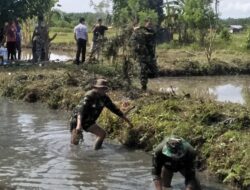 Bersihkan Kolam yang Lama Tak Difungsikan, Upaya Koramil Sangkulirang Tingkatkan Ketahanan Pangan di Wilayah Binaan