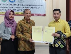 Kembangkan Perekonomian Kutim, Stienus Sangatta dan Balitbang Kutim Tanda Tangan PKS