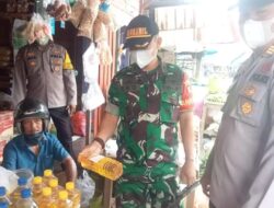Sambangi Pasar Sangatta Selatan, Danramil Pastikan Kebutuhan Pokok Tersedia